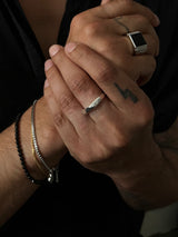 Sir Bax - Silver Ring with Black Onyx Stone and Zircon Stones