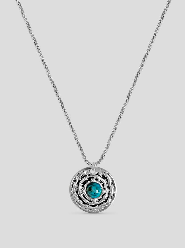 Mr Levin - Silver Necklace with Agate gemstone pendant