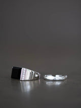 Sir Bax - Silver Ring with Black Onyx Stone and Zircon Stones