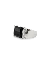 Sir Bax - Silver Ring with Black Onyx Stone and Zircon Stones