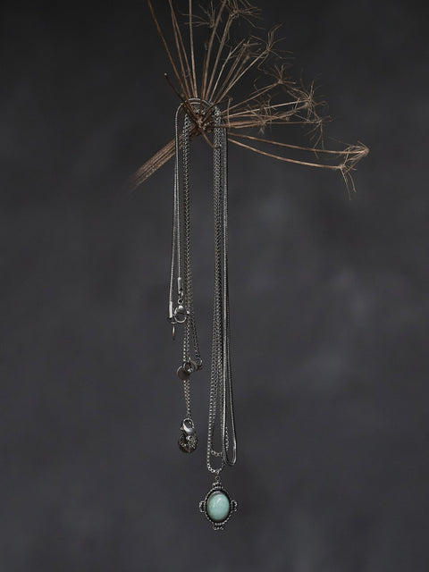 Mr Klein- Silver Necklace with stone pendant