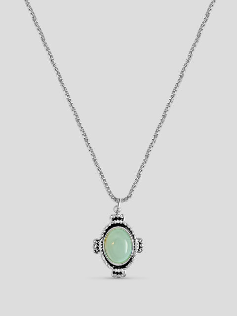 Mr Klein- Silver Necklace with stone pendant