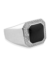 Sir Nowak - Silver Ring with Black Enamel and Zirconia Stones
