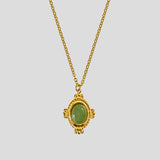 Mr Klein - Gold Necklace with Green Aventurine Oval Pendant